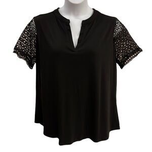 Black tunic blouse with lace sleeves Size 2XL